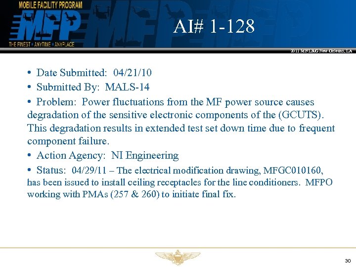 AI# 1 -128 2011 MF LRG New Orleans, LA • Date Submitted: 04/21/10 •