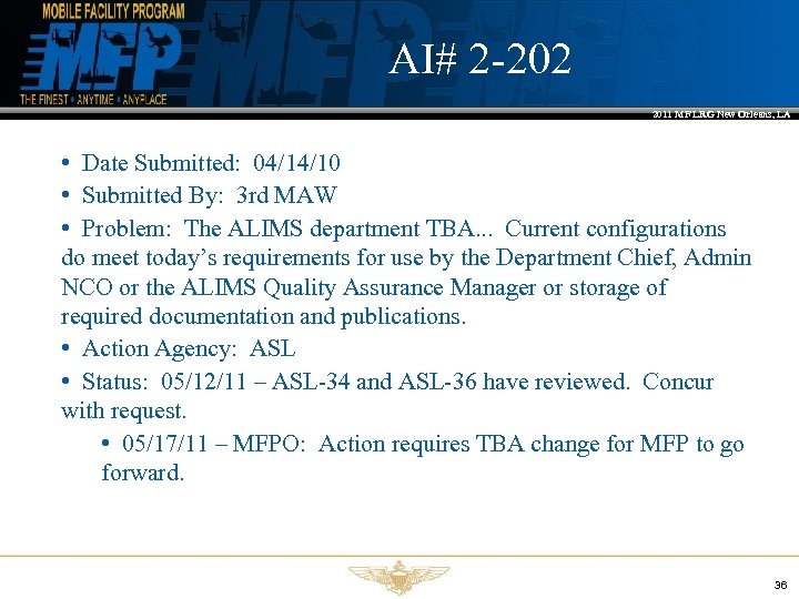 AI# 2 -202 2011 MF LRG New Orleans, LA • Date Submitted: 04/14/10 •