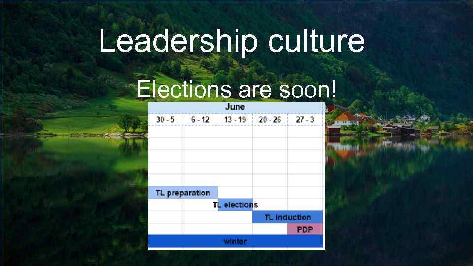 Leadership culture Elections are soon! 