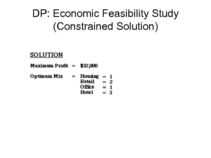 DP: Economic Feasibility Study (Constrained Solution) 