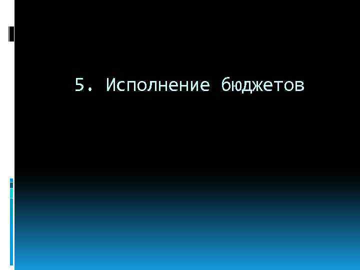 5. Исполнение бюджетов 