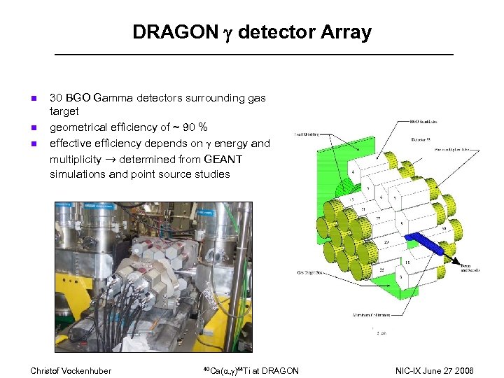 DRAGON g detector Array n n n 30 BGO Gamma detectors surrounding gas target