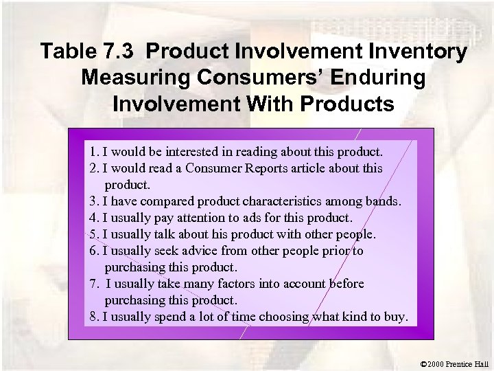 Table 7. 3 Product Involvement Inventory Measuring Consumers’ Enduring Involvement With Products 1. I