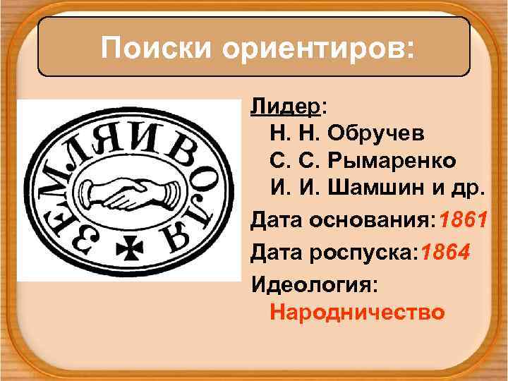  Поиски ориентиров: Лидер: Н. Н. Обручев С. С. Рымаренко И. И. Шамшин и