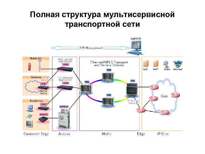 Полная структура мультисервисной транспортной сети 