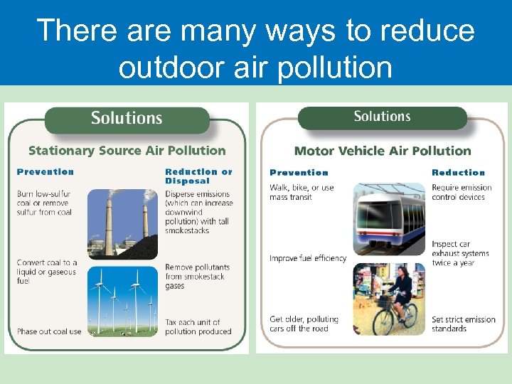 There are many ways to reduce outdoor air pollution 