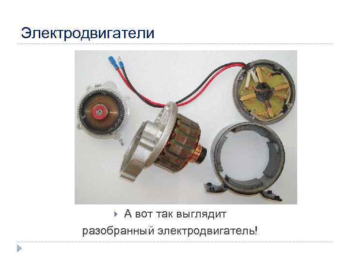Электродвигатели А вот так выглядит разобранный электродвигатель! 