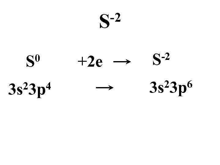 -2 S 0 S 23 p 4 3 s +2 е -2 S 23