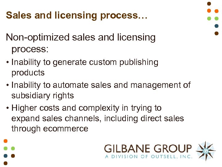 Sales and licensing process… Non-optimized sales and licensing process: • Inability to generate custom