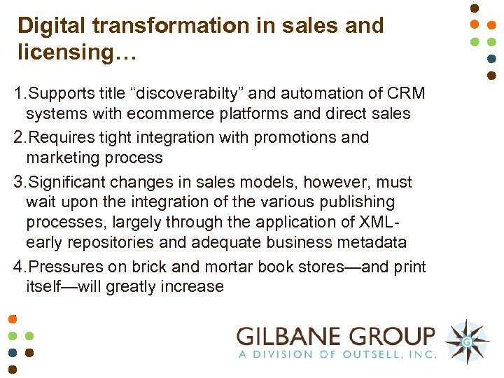 Digital transformation in sales and licensing… 1. Supports title “discoverabilty” and automation of CRM