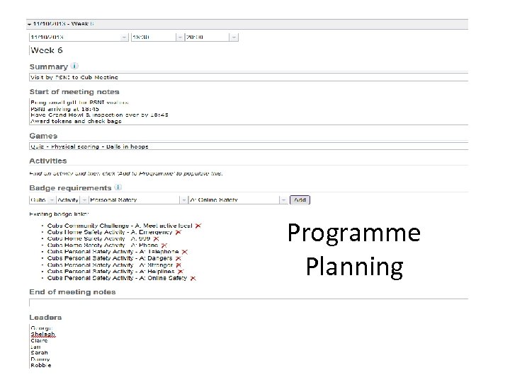Programme Planning 