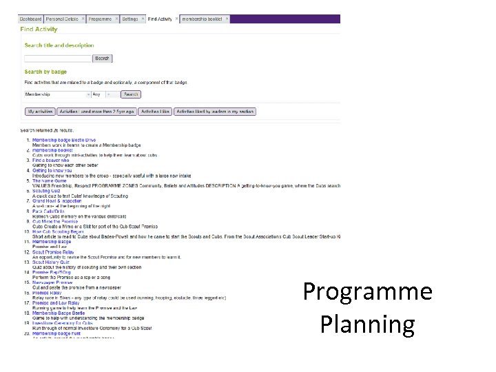 Programme Planning 