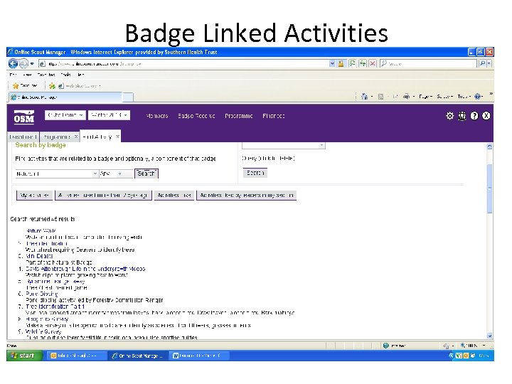 Badge Linked Activities 