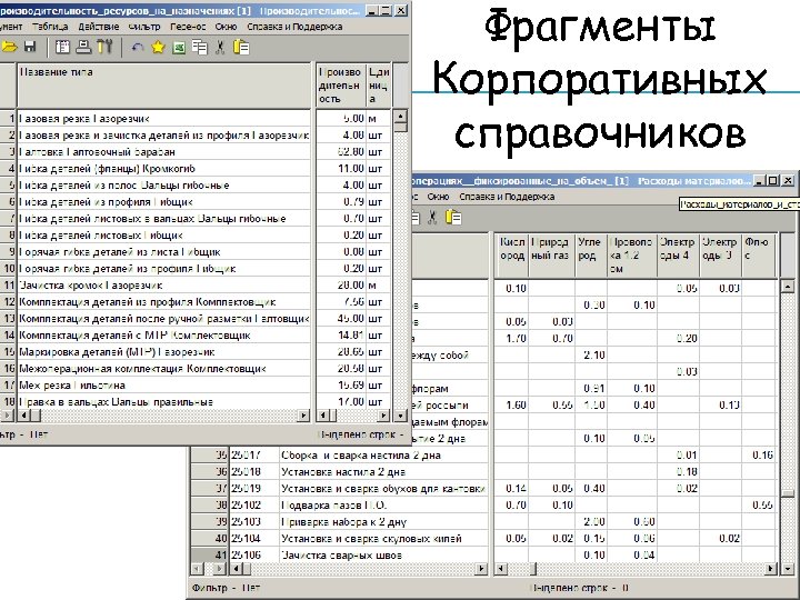 Фрагменты Корпоративных справочников 