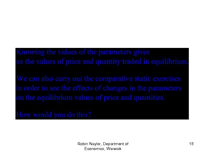 Robin Naylor, Department of Economics, Warwick 15 