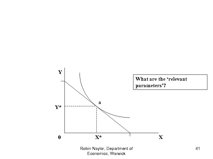 Y What are the ‘relevant parameters’? Y* 0 a X* Robin Naylor, Department of