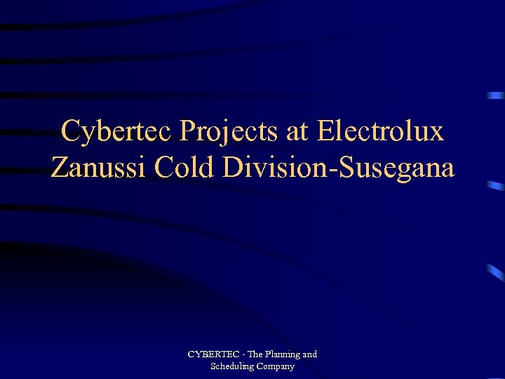 Cybertec Projects at Electrolux Zanussi Cold Division-Susegana CYBERTEC - The Planning and Scheduling Company