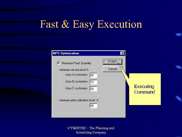 Fast & Easy Execution Executing Command CYBERTEC - The Planning and Scheduling Company 