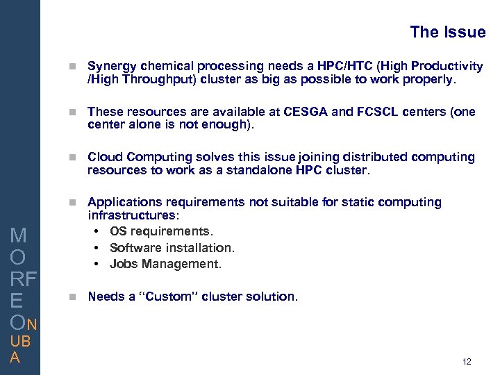 The Issue Synergy chemical processing needs a HPC/HTC (High Productivity /High Throughput) cluster as