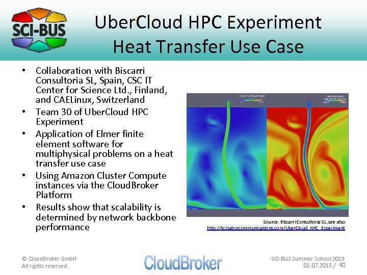 Uber. Cloud HPC Experiment Heat Transfer Use Case • Collaboration with Biscarri Consultoria SL,