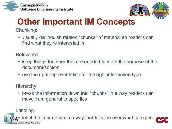Other Important IM Concepts Chunking: • visually distinguish related “chunks” of material so readers
