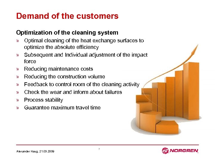 Demand of the customers Optimization of the cleaning system » Optimal cleaning of the