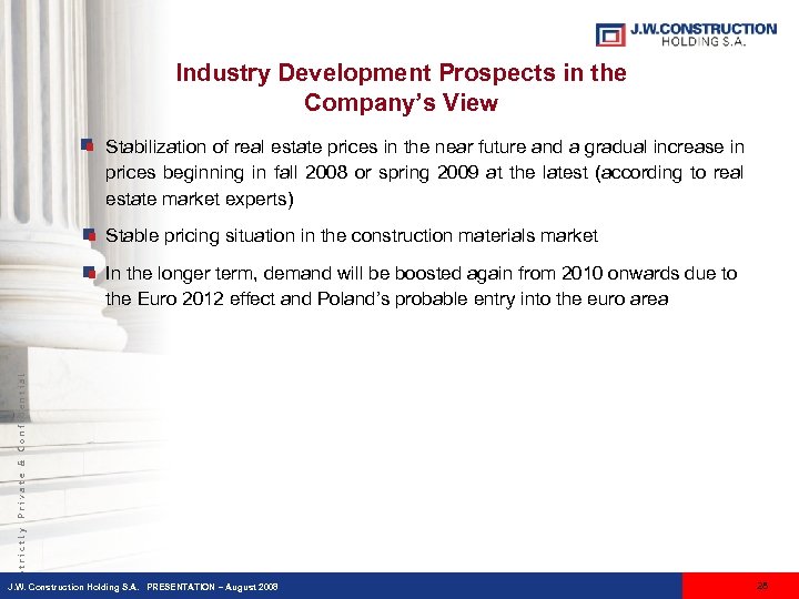 Industry Development Prospects in the Company’s View Stabilization of real estate prices in the