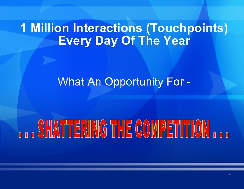 1 Million Interactions (Touchpoints) Every Day Of The Year What An Opportunity For -