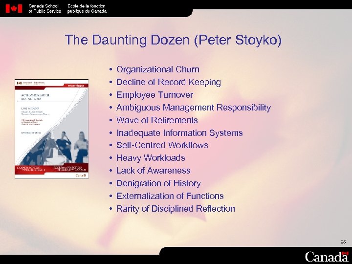 The Daunting Dozen (Peter Stoyko) • • • Organizational Churn Decline of Record Keeping
