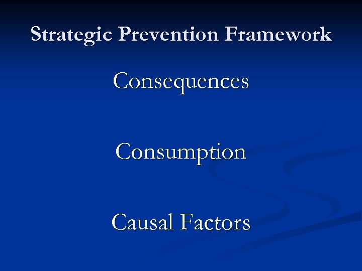 Strategic Prevention Framework Consequences Consumption Causal Factors 