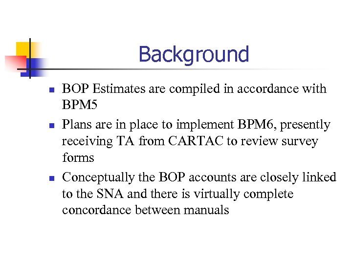 Background n n n BOP Estimates are compiled in accordance with BPM 5 Plans