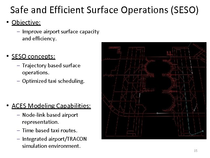 Safe and Efficient Surface Operations (SESO) • Objective: – Improve airport surface capacity and