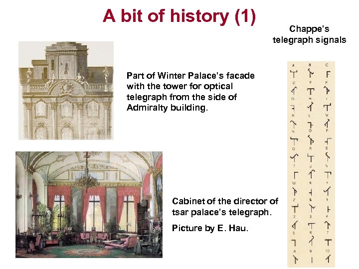 A bit of history (1) Chappe’s telegraph signals Part of Winter Palace’s facade with