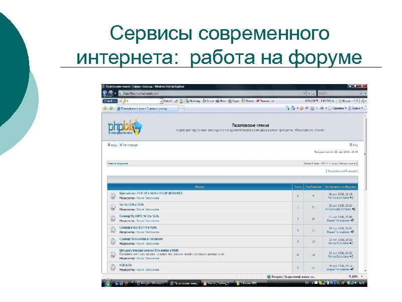 Сервисы современного интернета: работа на форуме 