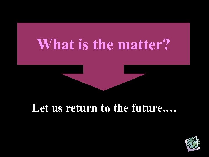 What is the matter? Let us return to the future. … 7 