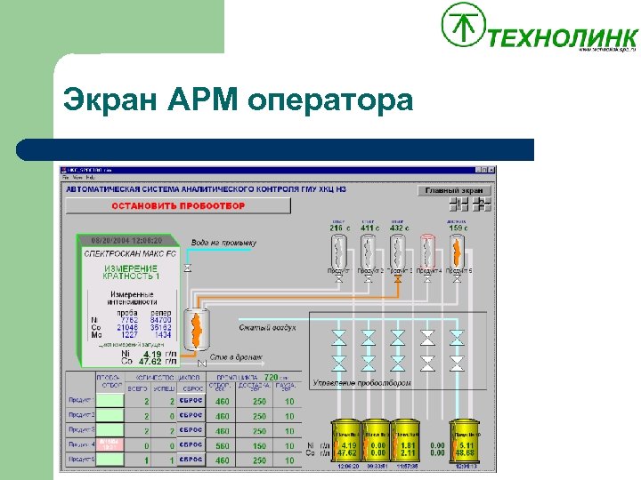 Экран АРМ оператора 