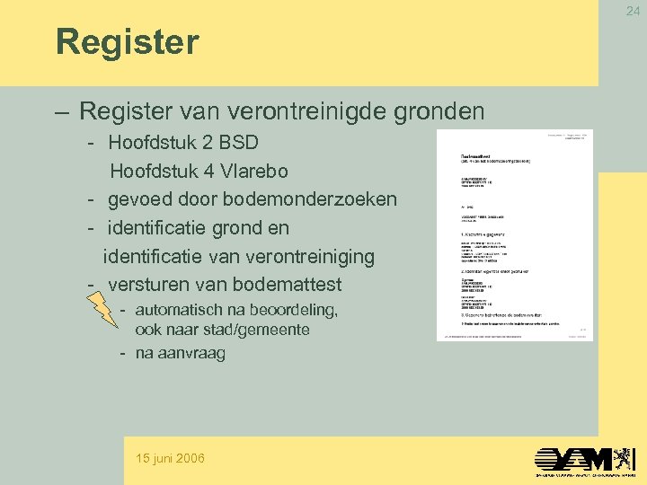 24 Register – Register van verontreinigde gronden - Hoofdstuk 2 BSD Hoofdstuk 4 Vlarebo