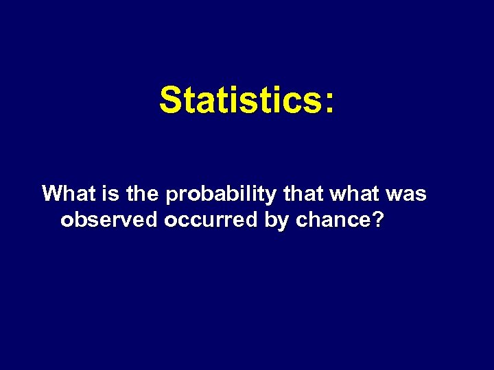 Statistics: What is the probability that was observed occurred by chance? 