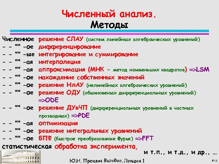Численный анализ. Методы Численное - - 