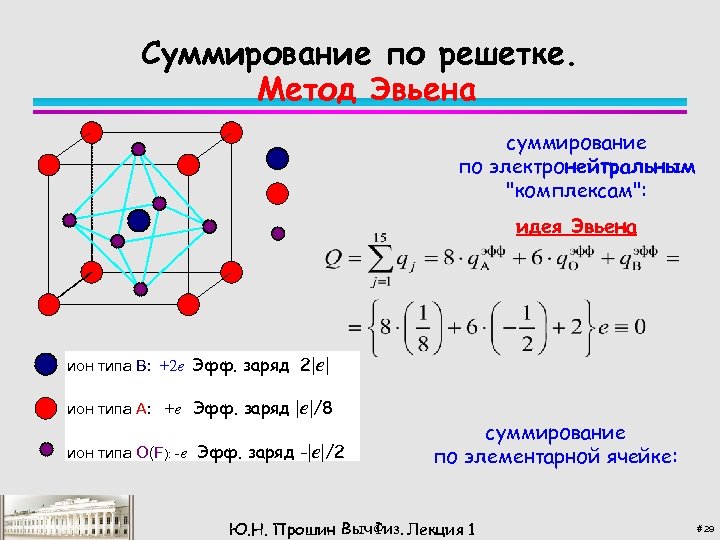Суммирование по решетке. Метод Эвьена суммирование по электронейтральным 