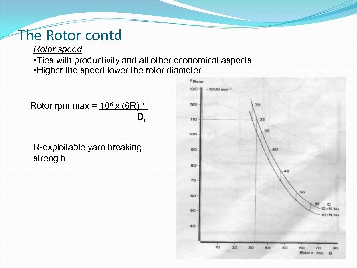 The Rotor contd Rotor speed • Ties with productivity and all other economical aspects