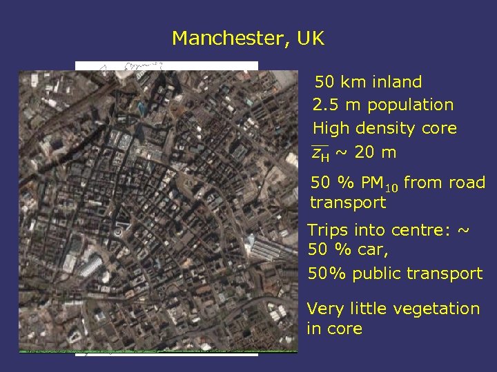 Manchester, UK 50 km inland 2. 5 m population High density core z. H