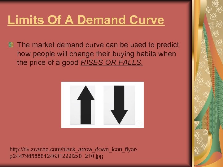Limits Of A Demand Curve The market demand curve can be used to predict