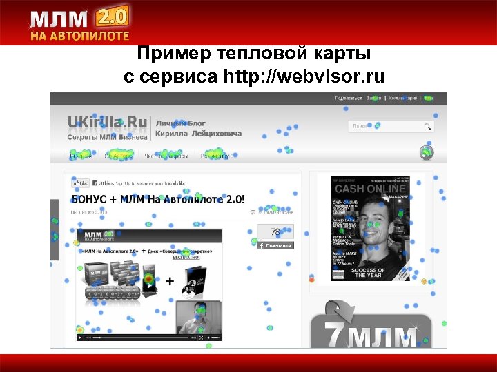 Пример тепловой карты с сервиса http: //webvisor. ru 
