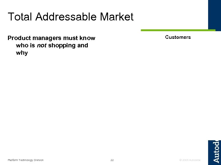 Total Addressable Market Customers Product managers must know who is not shopping and why