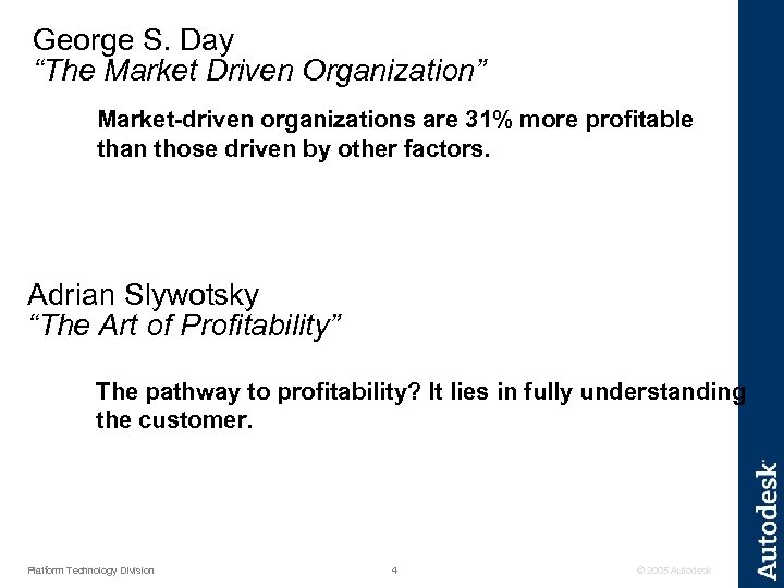George S. Day “The Market Driven Organization” Market-driven organizations are 31% more profitable than