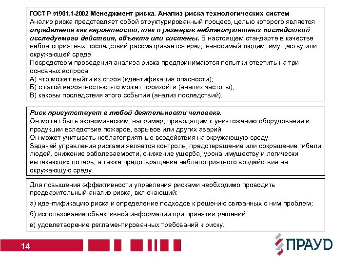 ГОСТ Р 51901. 1 -2002 Менеджмент риска. Анализ риска технологических систем Анализ риска представляет