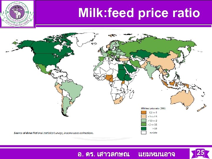 Milk: feed price ratio อ. ดร. เสาวลกษณ แยมหมนอาจ 25 