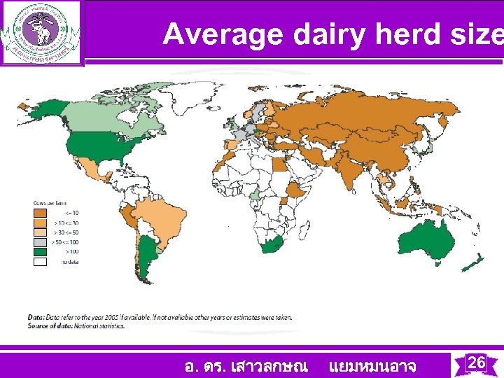 Average dairy herd size อ. ดร. เสาวลกษณ แยมหมนอาจ 26 