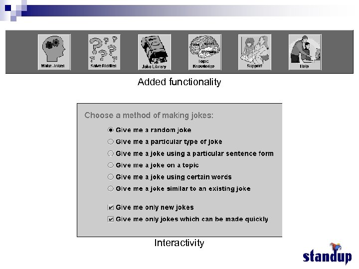 Added functionality Interactivity 